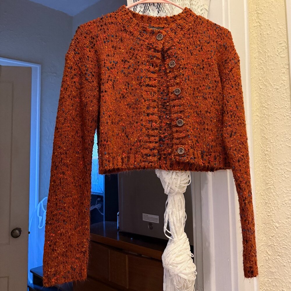 cider red acrylic crop cardigan